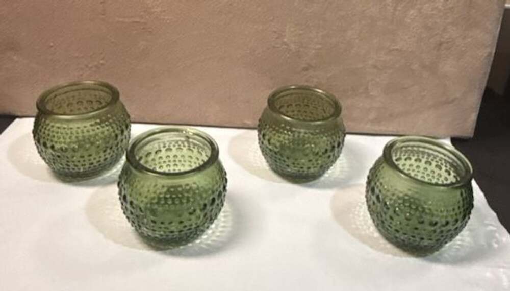 Green Hobnail Glass Votive Candle Holder Set Of 4 (clear misc 2)